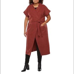 Belted Midi Wrap Vest in Rust large Worthington tie cover up